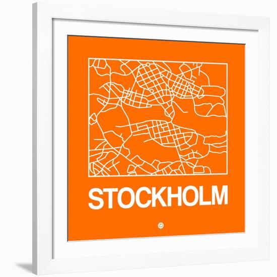 Orange Map of Stockholm-NaxArt-Framed Art Print