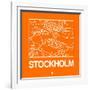 Orange Map of Stockholm-NaxArt-Framed Art Print