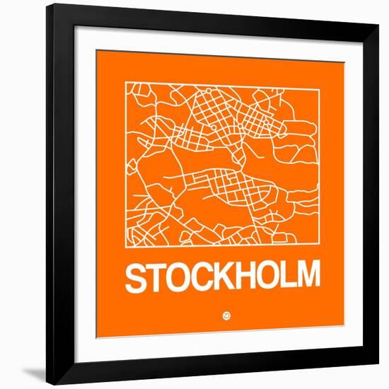 Orange Map of Stockholm-NaxArt-Framed Art Print