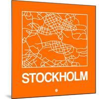 Orange Map of Stockholm-NaxArt-Mounted Art Print