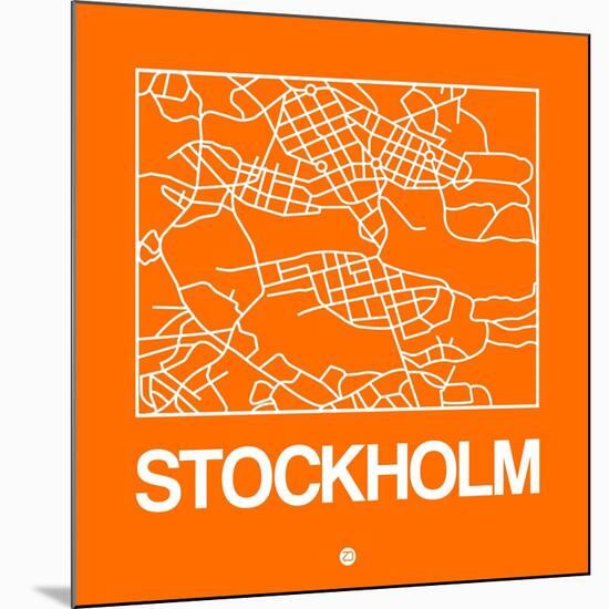 Orange Map of Stockholm-NaxArt-Mounted Art Print