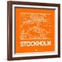 Orange Map of Stockholm-NaxArt-Framed Art Print