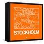 Orange Map of Stockholm-NaxArt-Framed Stretched Canvas