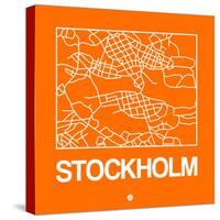 Orange Map of Stockholm-NaxArt-Stretched Canvas