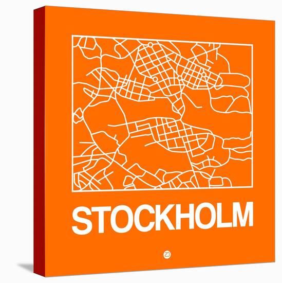 Orange Map of Stockholm-NaxArt-Stretched Canvas