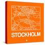 Orange Map of Stockholm-NaxArt-Stretched Canvas