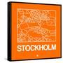 Orange Map of Stockholm-NaxArt-Framed Stretched Canvas