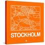 Orange Map of Stockholm-NaxArt-Stretched Canvas