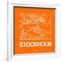 Orange Map of Stockholm-NaxArt-Framed Art Print