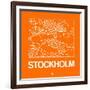 Orange Map of Stockholm-NaxArt-Framed Art Print