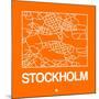 Orange Map of Stockholm-NaxArt-Mounted Art Print