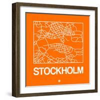 Orange Map of Stockholm-NaxArt-Framed Art Print