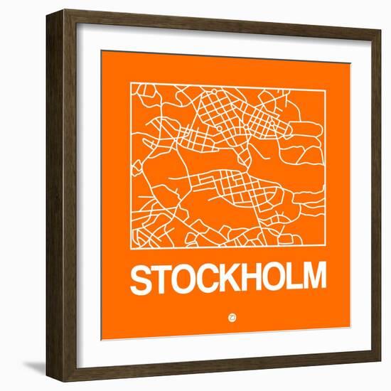 Orange Map of Stockholm-NaxArt-Framed Art Print