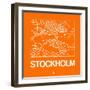 Orange Map of Stockholm-NaxArt-Framed Art Print