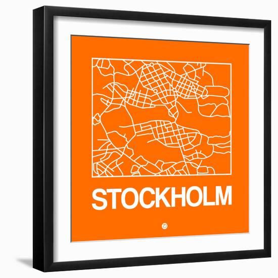 Orange Map of Stockholm-NaxArt-Framed Art Print