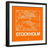 Orange Map of Stockholm-NaxArt-Framed Art Print