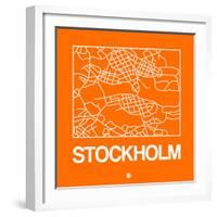 Orange Map of Stockholm-NaxArt-Framed Art Print