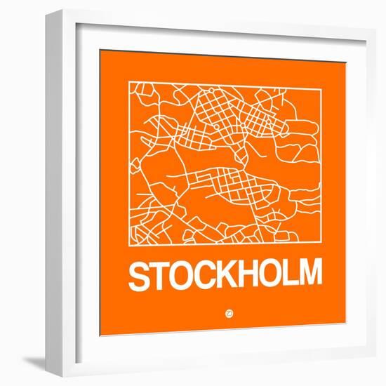 Orange Map of Stockholm-NaxArt-Framed Art Print