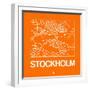 Orange Map of Stockholm-NaxArt-Framed Art Print