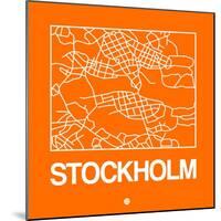 Orange Map of Stockholm-NaxArt-Mounted Art Print