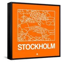 Orange Map of Stockholm-NaxArt-Framed Stretched Canvas