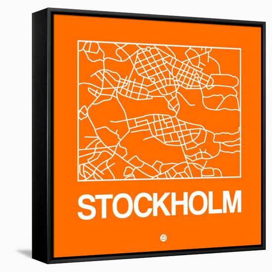 Orange Map of Stockholm-NaxArt-Framed Stretched Canvas