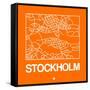 Orange Map of Stockholm-NaxArt-Framed Stretched Canvas