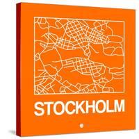 Orange Map of Stockholm-NaxArt-Stretched Canvas