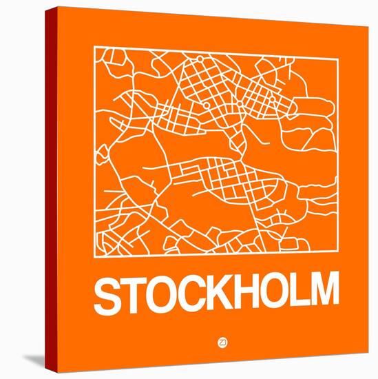 Orange Map of Stockholm-NaxArt-Stretched Canvas