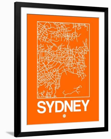Orange Map of Sydney-NaxArt-Framed Art Print