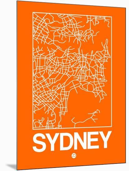 Orange Map of Sydney-NaxArt-Mounted Art Print