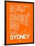 Orange Map of Sydney-NaxArt-Framed Art Print