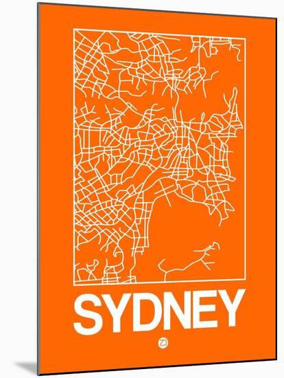 Orange Map of Sydney-NaxArt-Mounted Art Print