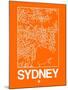 Orange Map of Sydney-NaxArt-Mounted Art Print