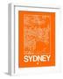 Orange Map of Sydney-NaxArt-Framed Art Print