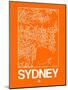 Orange Map of Sydney-NaxArt-Mounted Art Print