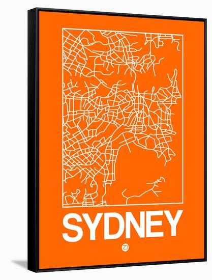 Orange Map of Sydney-NaxArt-Framed Stretched Canvas