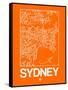 Orange Map of Sydney-NaxArt-Framed Stretched Canvas