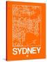 Orange Map of Sydney-NaxArt-Stretched Canvas