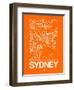 Orange Map of Sydney-NaxArt-Framed Art Print