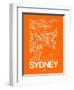 Orange Map of Sydney-NaxArt-Framed Art Print