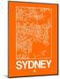 Orange Map of Sydney-NaxArt-Mounted Art Print