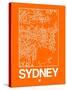 Orange Map of Sydney-NaxArt-Stretched Canvas