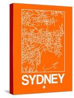 Orange Map of Sydney-NaxArt-Stretched Canvas