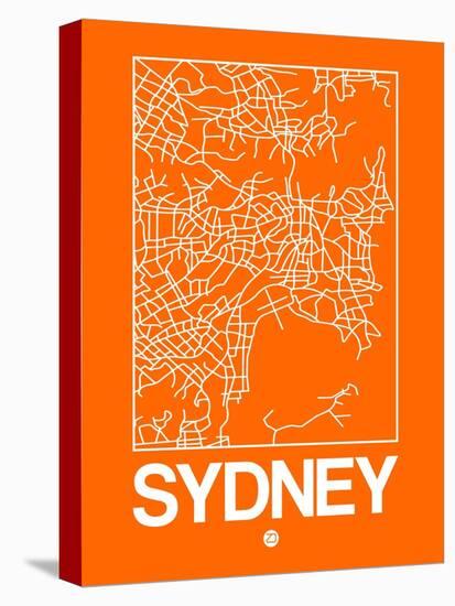 Orange Map of Sydney-NaxArt-Stretched Canvas