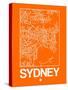Orange Map of Sydney-NaxArt-Stretched Canvas