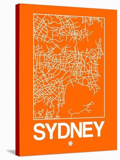 Orange Map of Sydney-NaxArt-Stretched Canvas