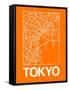 Orange Map of Tokyo-NaxArt-Framed Stretched Canvas