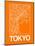 Orange Map of Tokyo-NaxArt-Mounted Art Print
