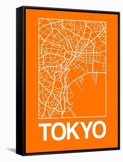 Orange Map of Tokyo-NaxArt-Framed Stretched Canvas